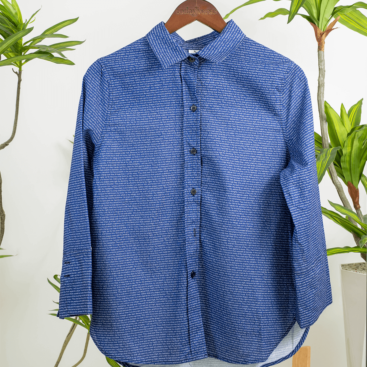 Psalm 91 Women's Linen Textured Cotton Short 3/4 Sleeve Shirt