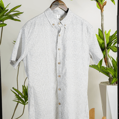 Psalm 91 Men's Linen Textured Cotton Short Sleeve Shirt