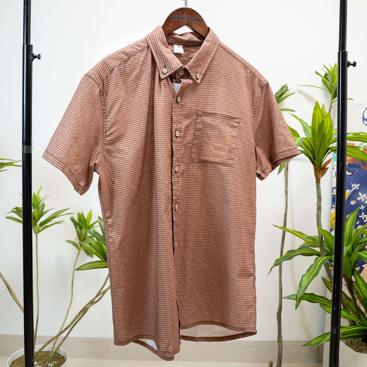 Psalm 23 Men's Linen Textured Cotton Short Sleeve Shirt