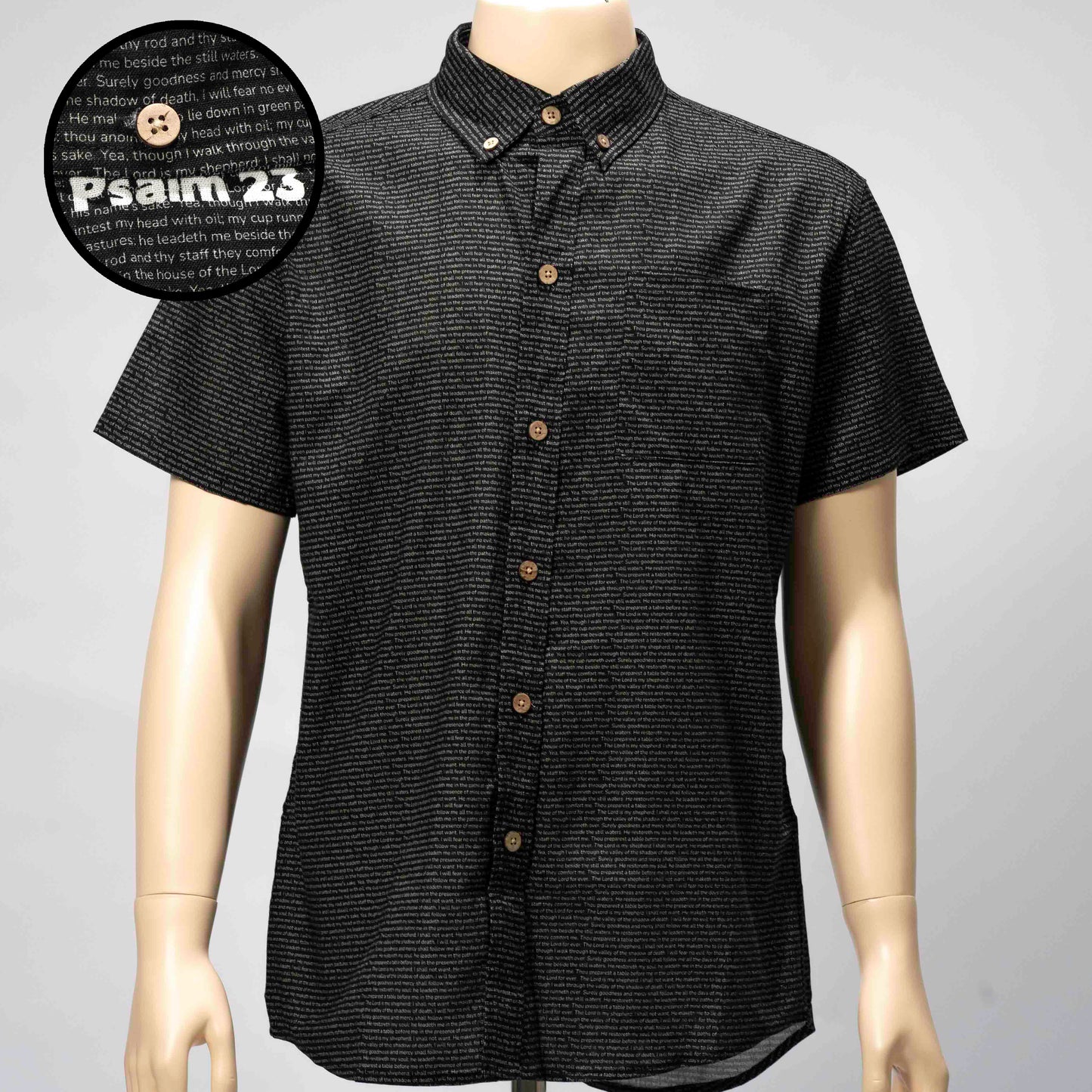 Psalm 23 Men's Linen Textured Cotton Short Sleeve Shirt