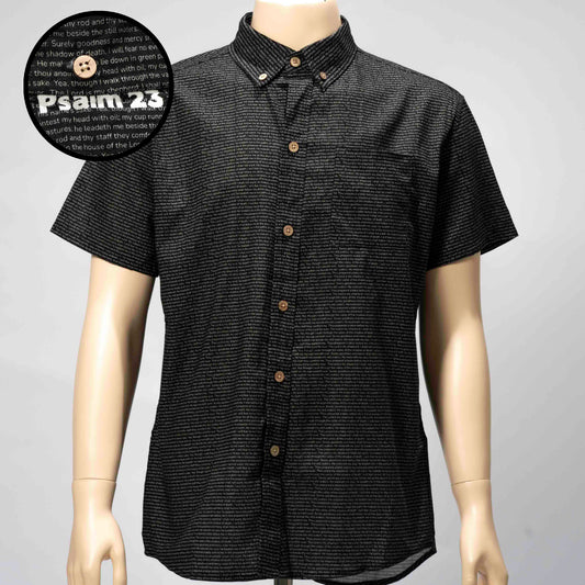 Psalm 23 Men's Linen Textured Cotton Short Sleeve Shirt