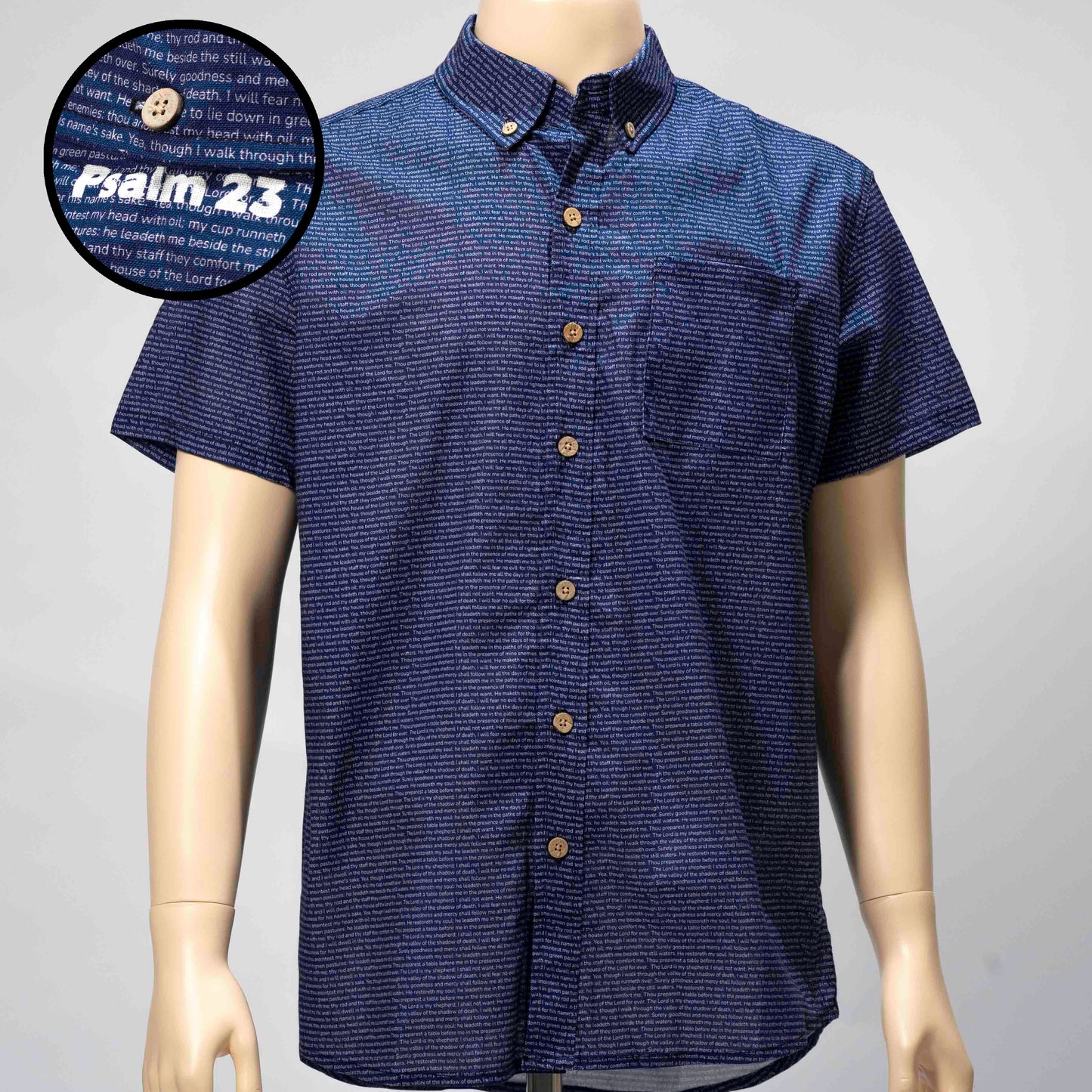 Psalm 23 Men's Linen Textured Cotton Short Sleeve Shirt