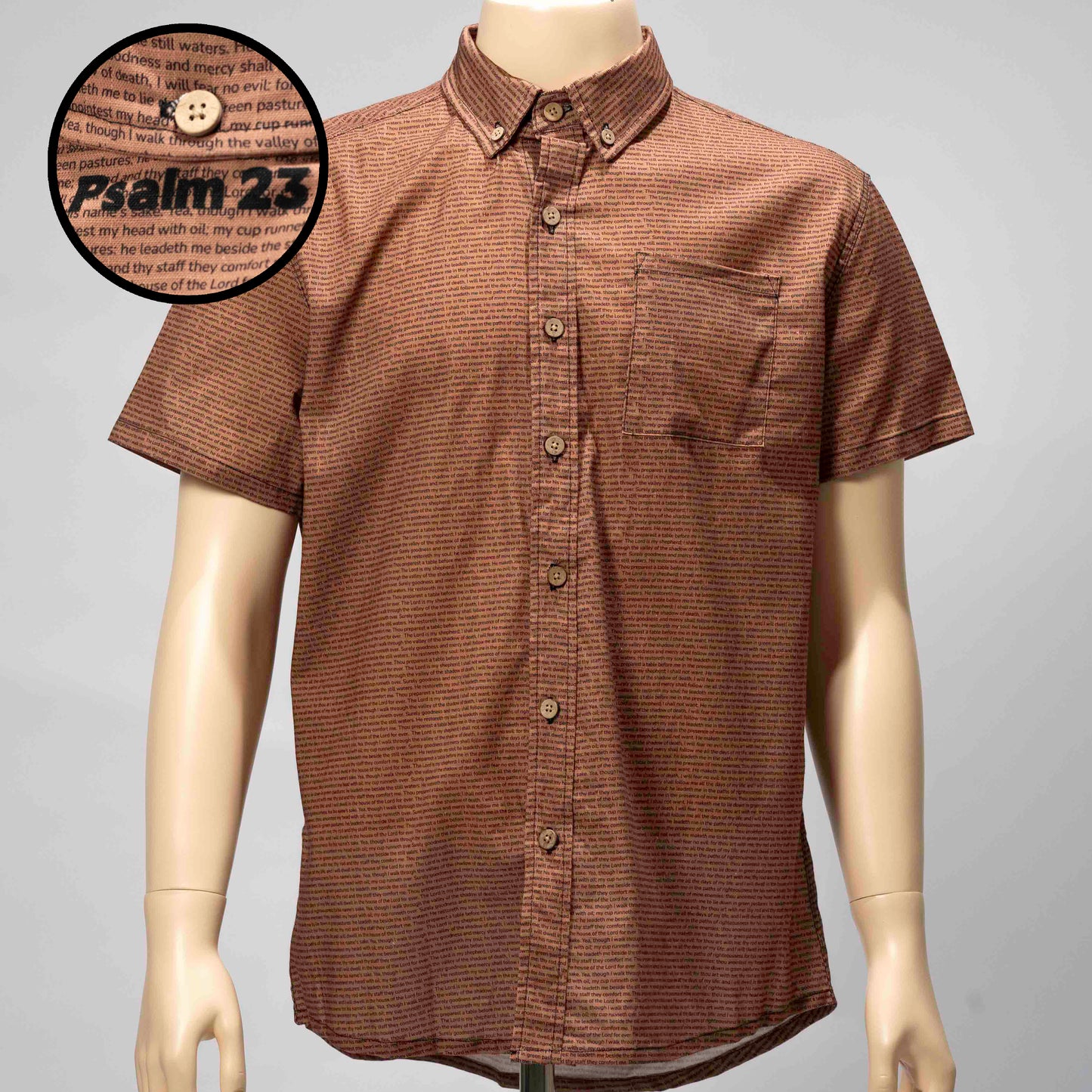Psalm 23 Men's Linen Textured Cotton Short Sleeve Shirt