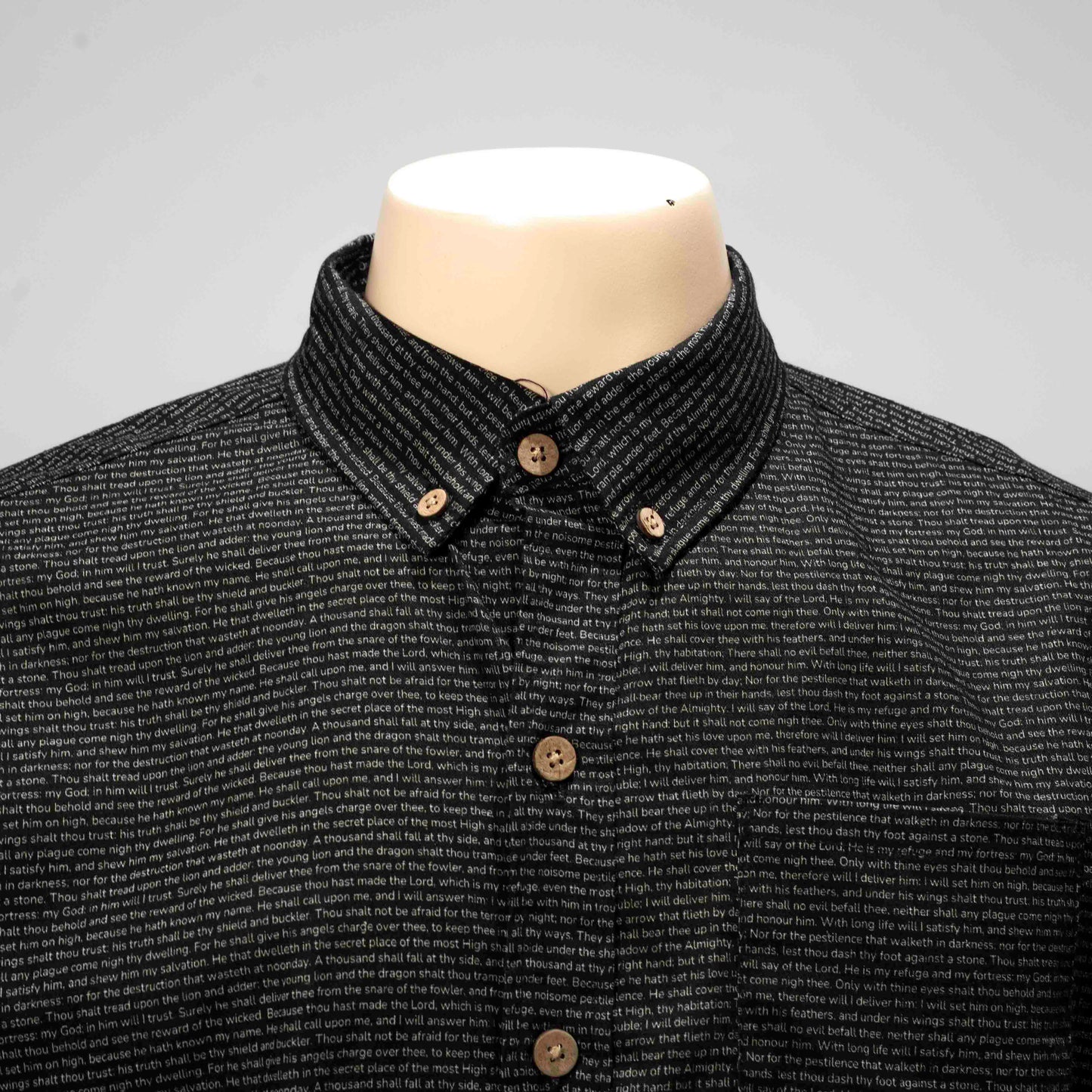 Psalm 91 Men's Linen Textured Cotton Short Sleeve Shirt
