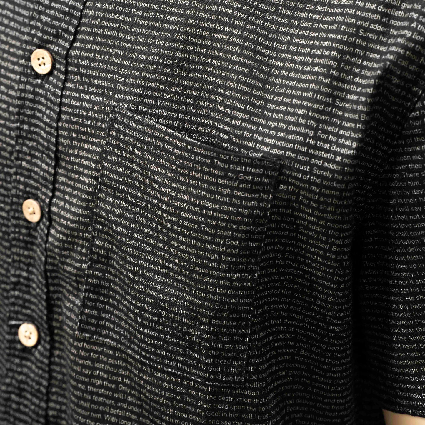 Psalm 91 Men's Linen Textured Cotton Short Sleeve Shirt