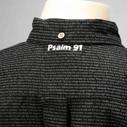 Psalm 91 Men's Linen Textured Cotton Short Sleeve Shirt