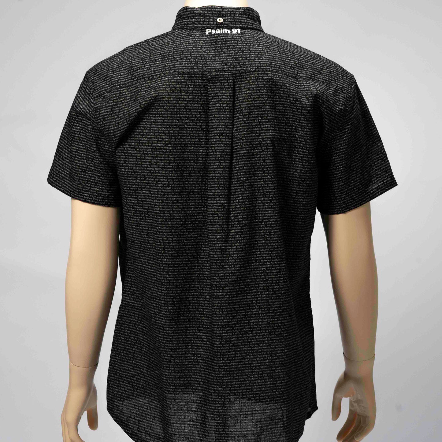 Psalm 91 Men's Linen Textured Cotton Short Sleeve Shirt