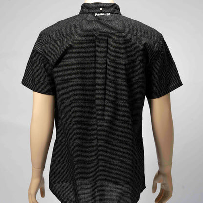 Psalm 91 Men's Linen Textured Cotton Short Sleeve Shirt