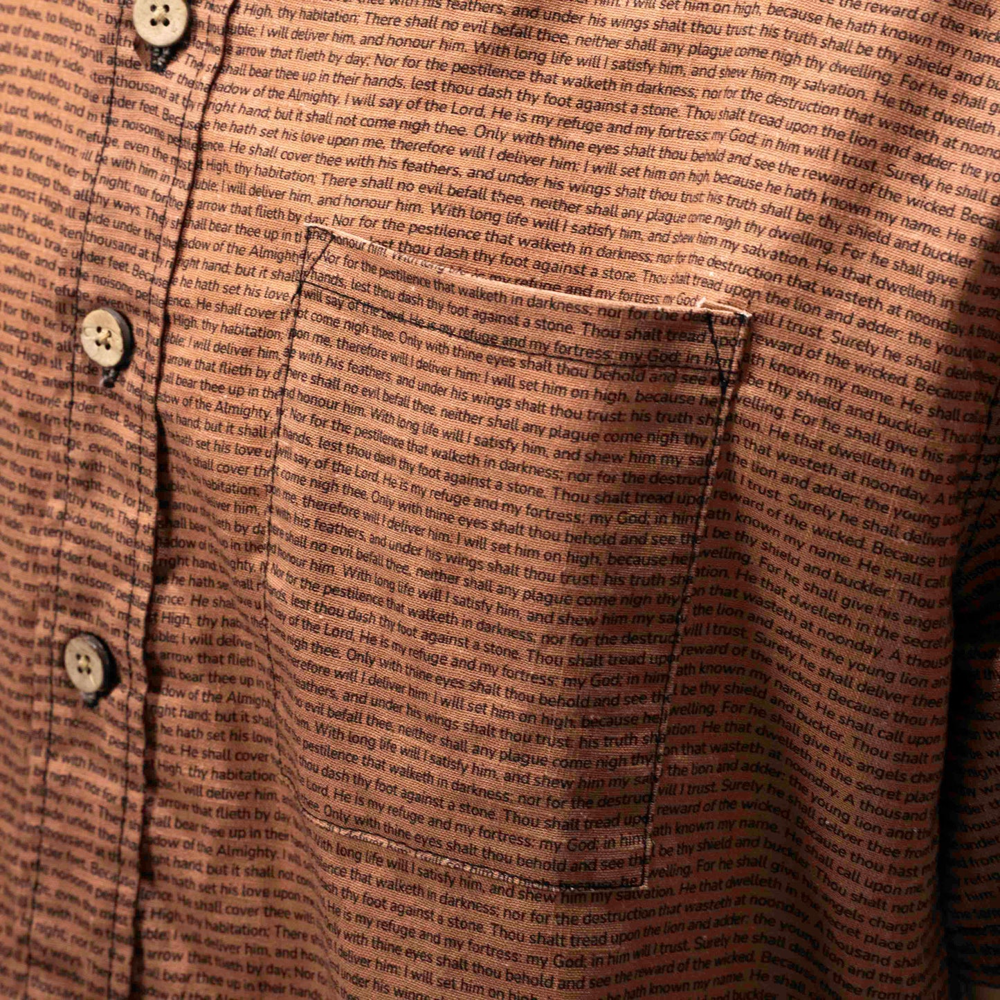 Psalm 91 Men's Linen Textured Cotton Short Sleeve Shirt