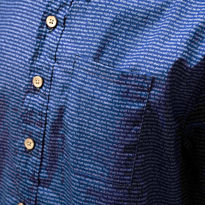 Psalm 91 Men's Linen Textured Cotton Short Sleeve Shirt