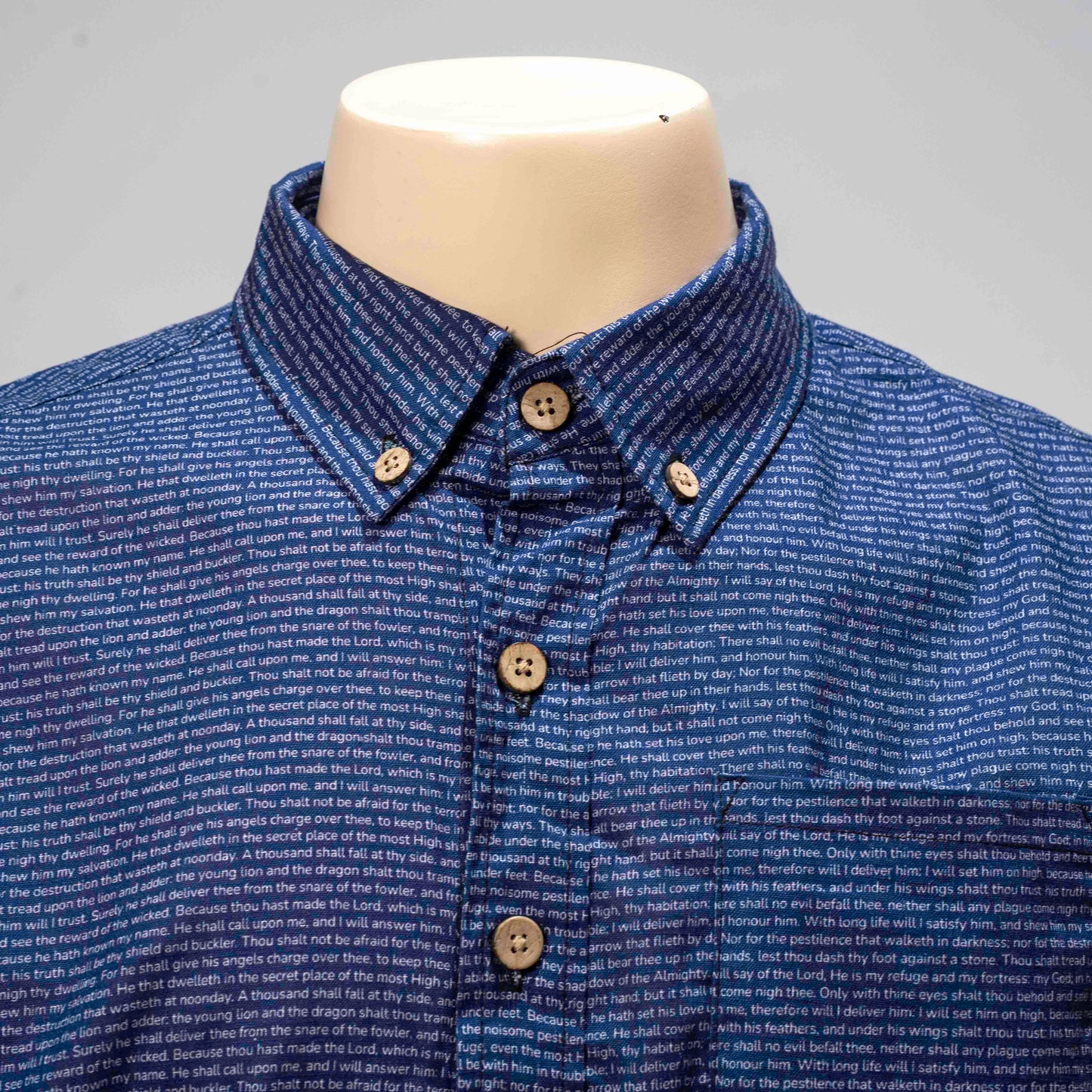 Psalm 91 Men's Linen Textured Cotton Short Sleeve Shirt