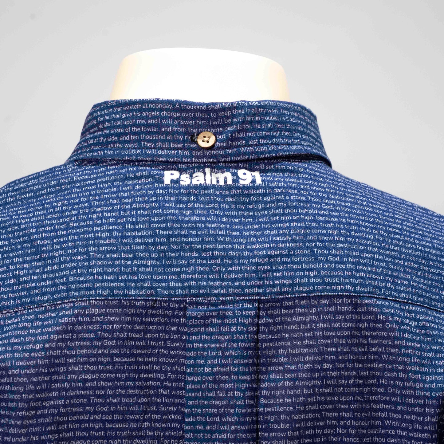 Psalm 91 Men's Linen Textured Cotton Short Sleeve Shirt