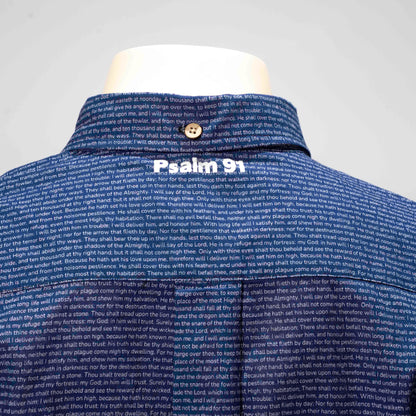 Psalm 91 Men's Linen Textured Cotton Short Sleeve Shirt