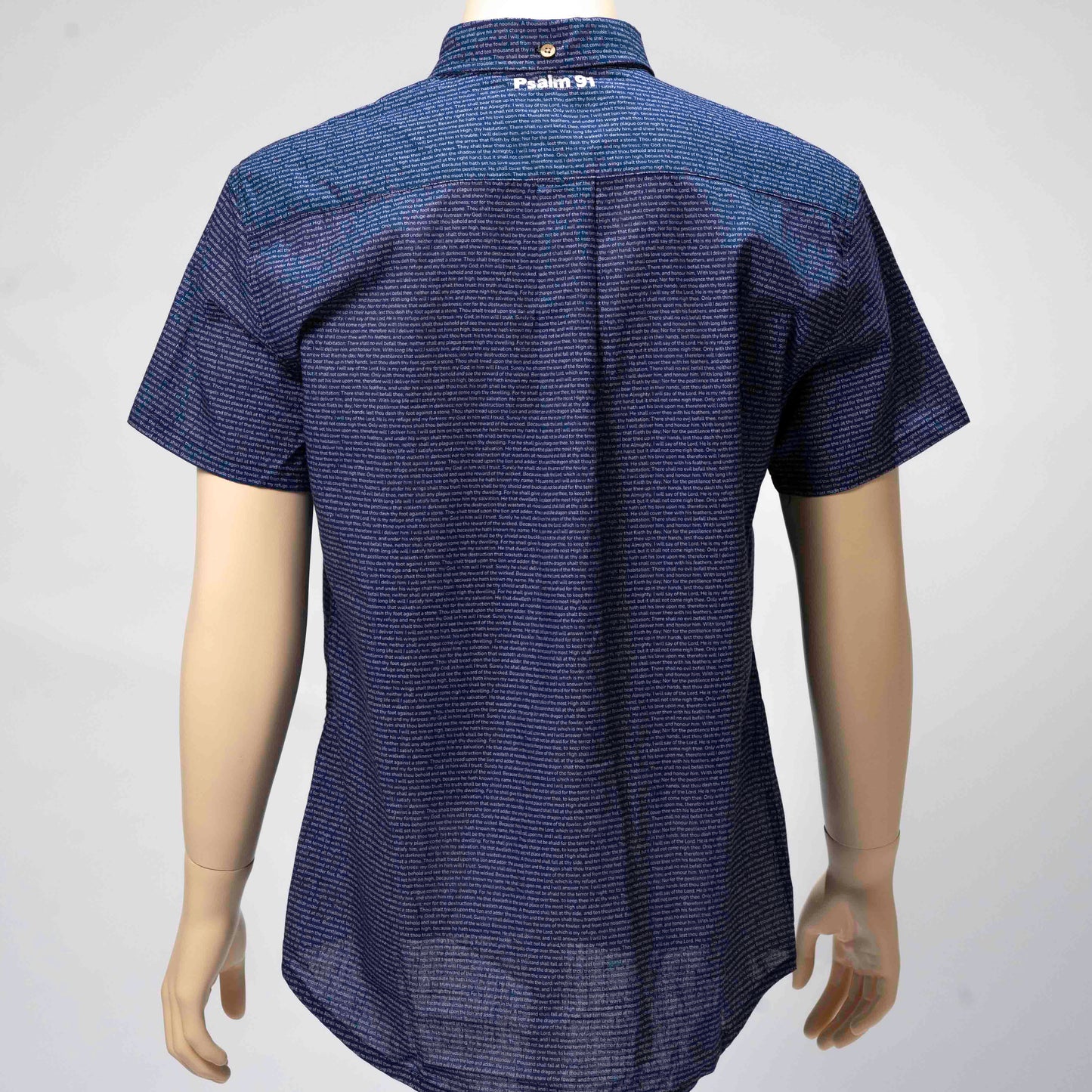 Psalm 91 Men's Linen Textured Cotton Short Sleeve Shirt