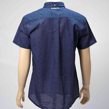 Psalm 91 Men's Linen Textured Cotton Short Sleeve Shirt
