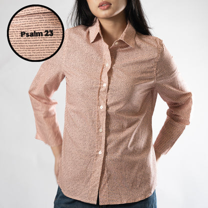Psalm 23 Women's Linen Textured Cotton Short 3/4 Sleeve Shirt