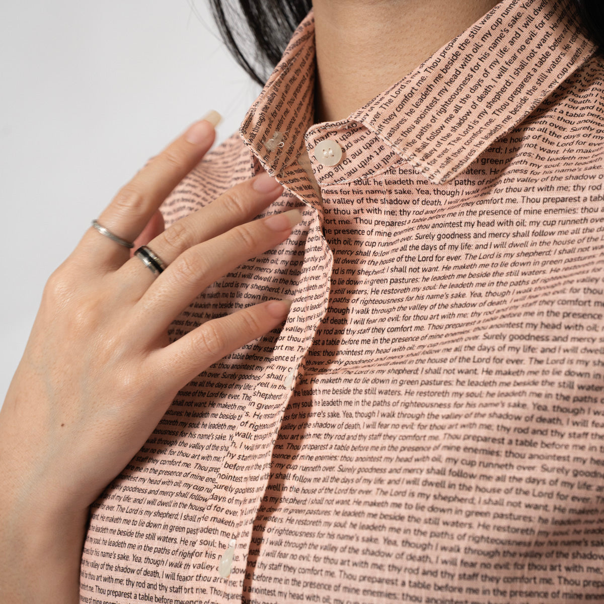 Psalm 23 Women's Linen Textured Cotton Short 3/4 Sleeve Shirt