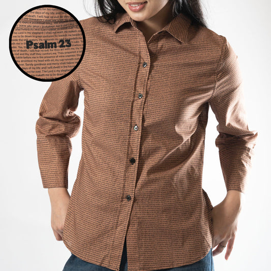 Psalm 23 Women's Linen Textured Cotton Short 3/4 Sleeve Shirt