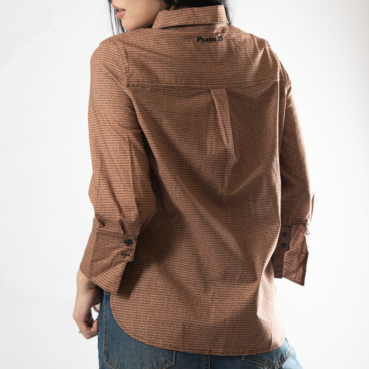 Psalm 23 Women's Linen Textured Cotton Short 3/4 Sleeve Shirt