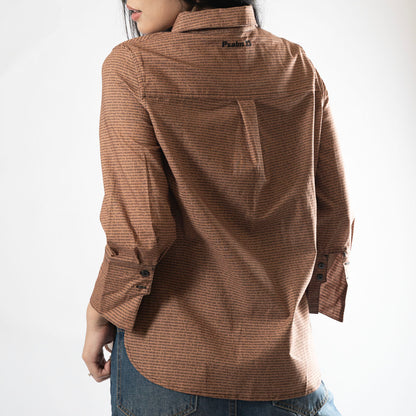 Psalm 23 Women's Linen Textured Cotton Short 3/4 Sleeve Shirt