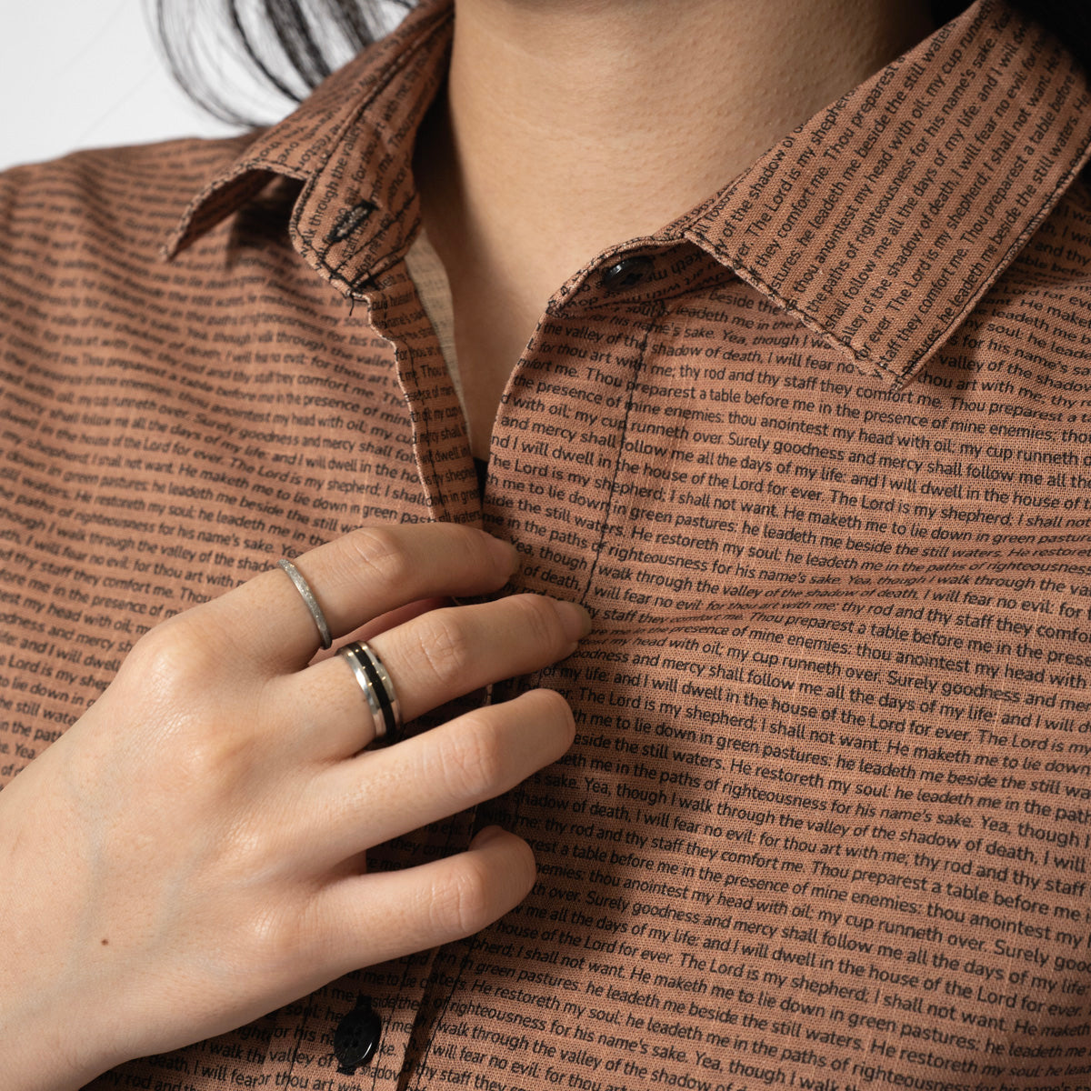 Psalm 23 Women's Linen Textured Cotton Short 3/4 Sleeve Shirt