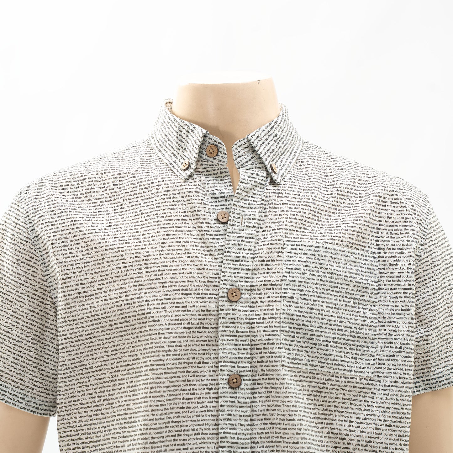 Psalm 91 Men's Linen Textured Cotton Short Sleeve Shirt