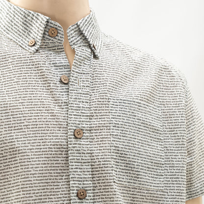 Psalm 91 Men's Linen Textured Cotton Short Sleeve Shirt