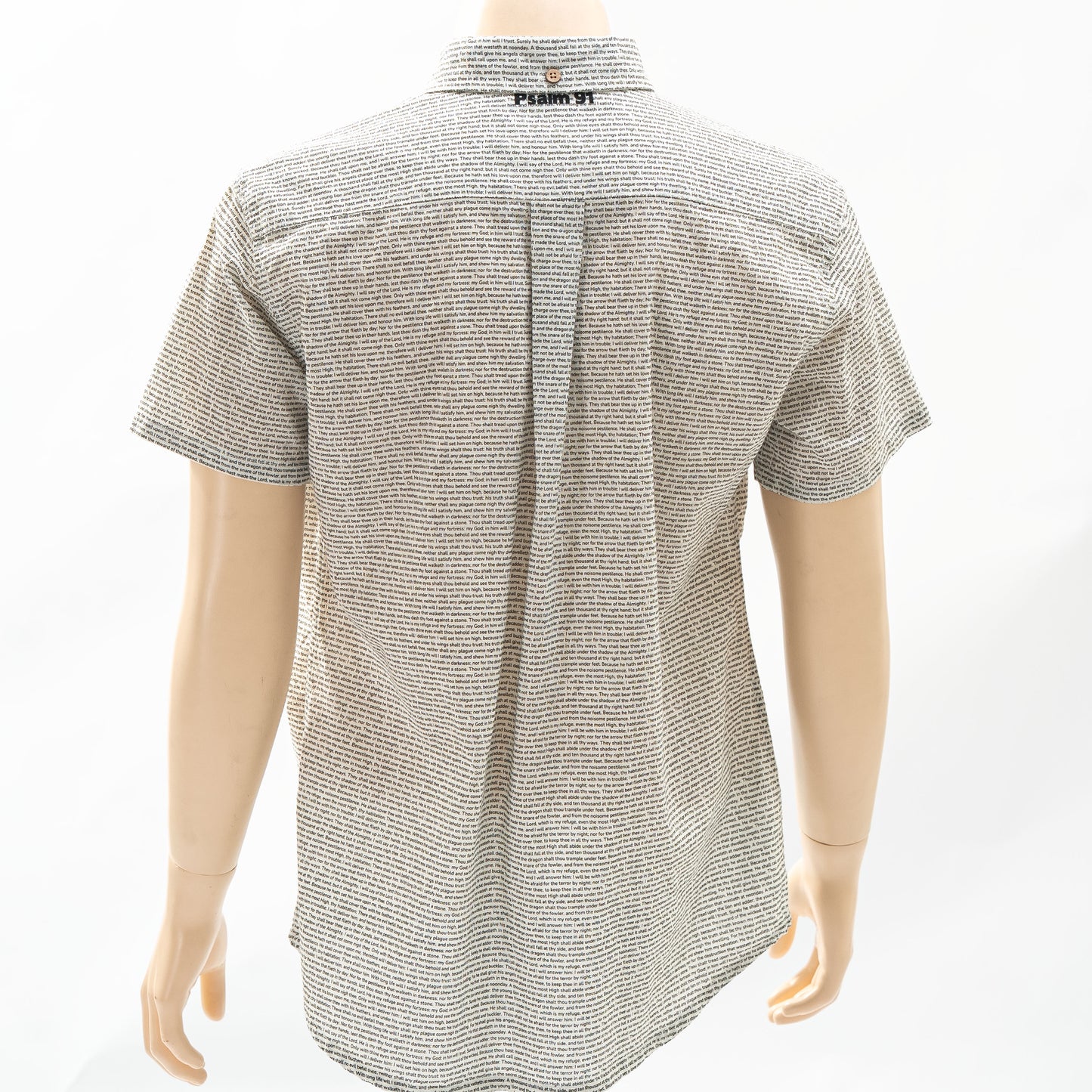 Psalm 91 Men's Linen Textured Cotton Short Sleeve Shirt