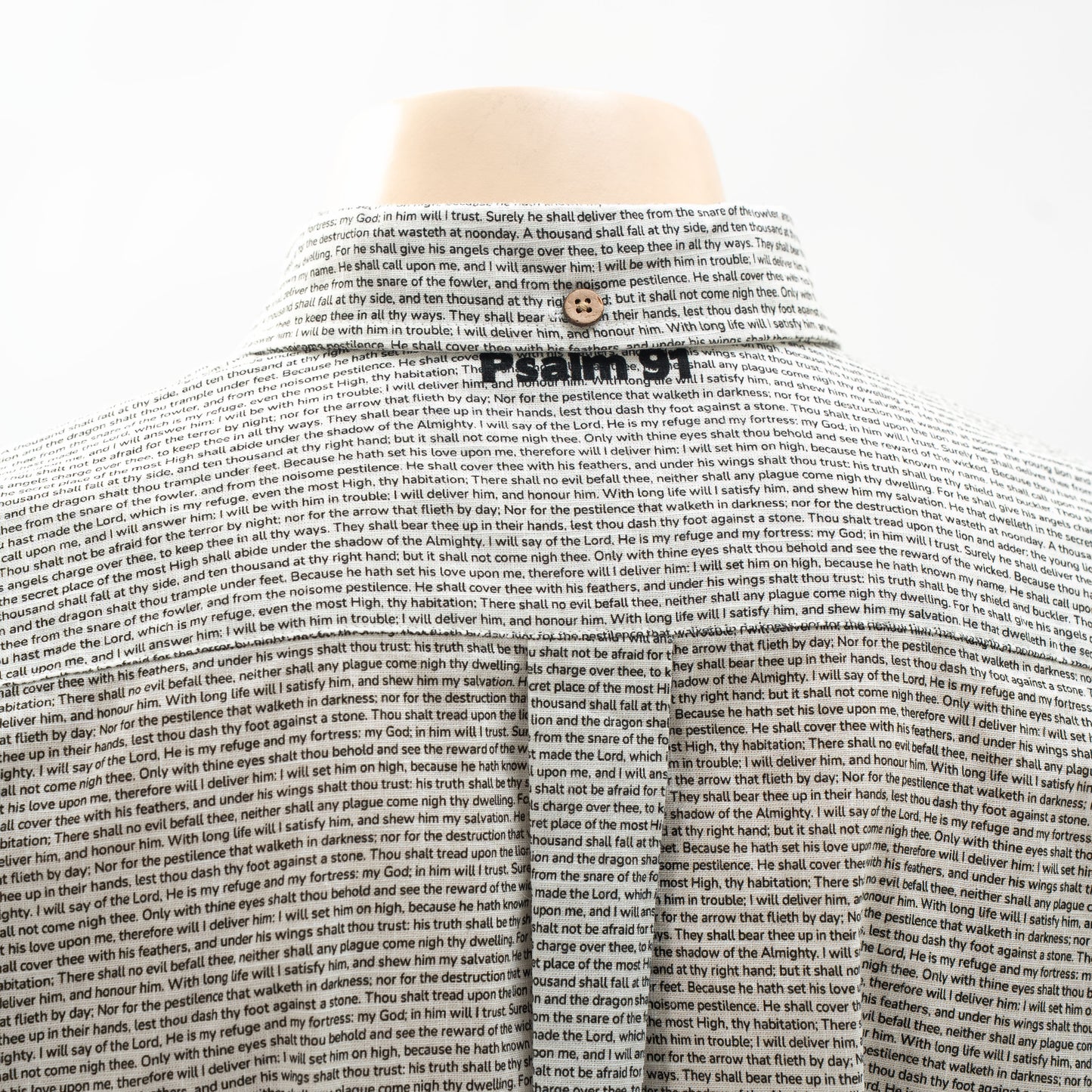 Psalm 91 Men's Linen Textured Cotton Short Sleeve Shirt