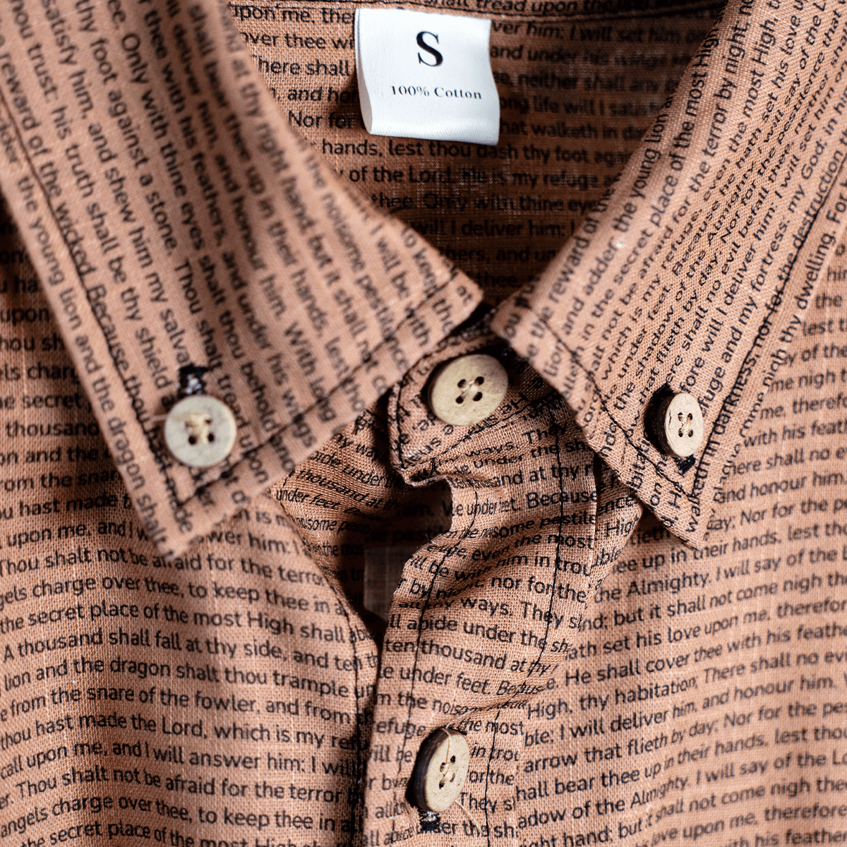 Psalm 91 Men's Linen Textured Cotton Short Sleeve Shirt