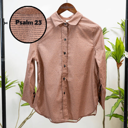 Psalm 23 Women's Linen Textured Cotton Short 3/4 Sleeve Shirt