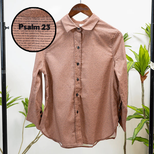 Psalm 23 Women's Linen Textured Cotton Short 3/4 Sleeve Shirt