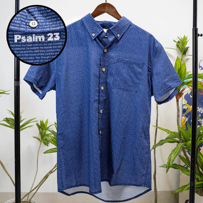 Psalm 23 Men's Linen Textured Cotton Short Sleeve Shirt